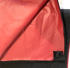 3 Yards Red Pebbled Faux Leather Material Black Felted Backing 56″ Wide