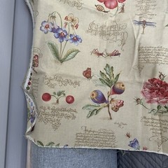 Fabric Remnant Kaufmann Flowers Botanical Beige Stain Repellant 1 yard