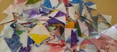 FABRIC SCRAPS 1″-2″ HALF SQUARE TRIANGLES GALLON SZ BAG VARIOUS COLORS COTTON…