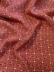 Vintage Japanese kimono silk fabric /floral, smooth weave, red RA08