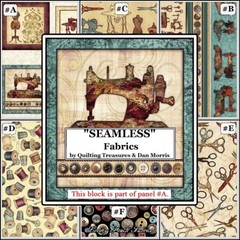 QT D MORRIS “SEAMLESS” SEWING THEME NOTIONS FABRICS (SELECTION)