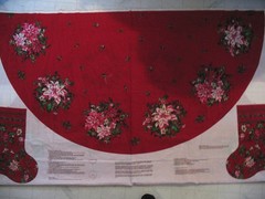 Christmas Tree Skirt & stockings 2 FABRIC PANELS 2 halves = whole skirt 58″ 2 pc
