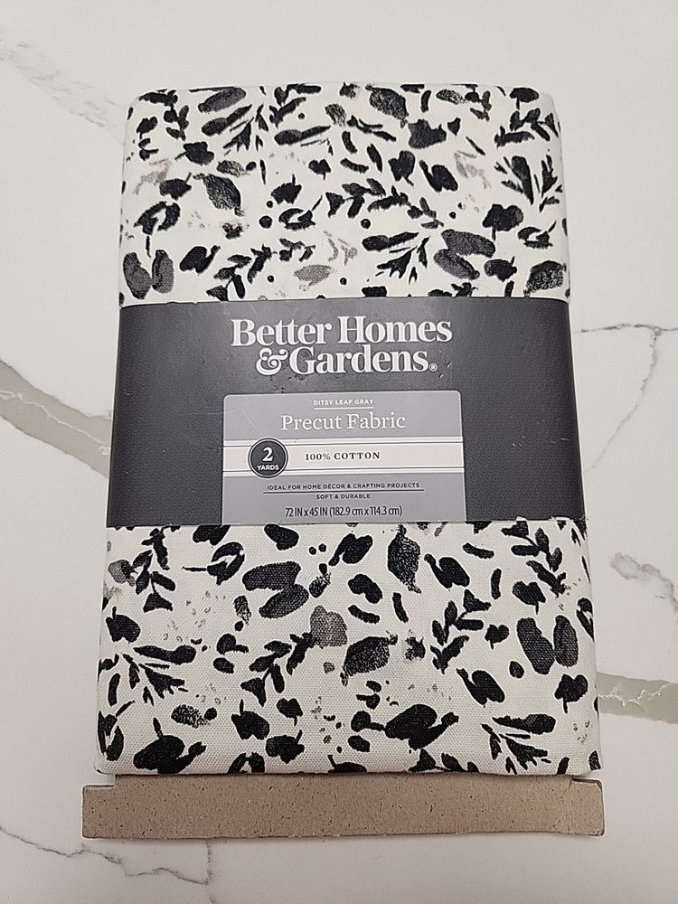 Better Homes & Gardens Precut Fabric 100% Cotton 2 Ditsy Leaf Gray 72″x45″