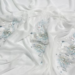 Chinese Embroidered Organza Chiffon Fabric DIY Hanfu Dress Soft Sewing Fabric
