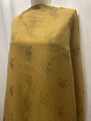 All Cotton Damask Mustard Gold Textured Floral Rose Fabric 1 Yard 16″ Long 48″ W