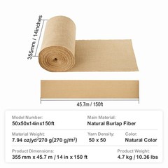 Burlap Fabric Roll Burlap Tree Wrap 14 in x 150 ft for Crafts & Plants