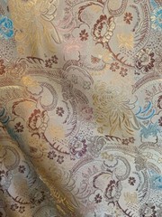Gold Mums Floral Flourish – Faux Silk Brocade Jacquard Fabric