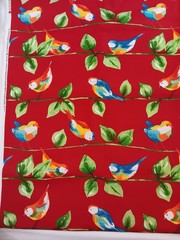 1 7/8 yd Solarium Richloom Fabric Red with BIRDS Screen Print Upholstery