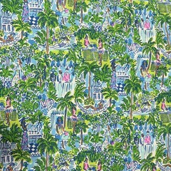 Lilly Pulitzer Dobby Cotton Fabric Sprout Green Lilly On Holiday 18″ x 57″