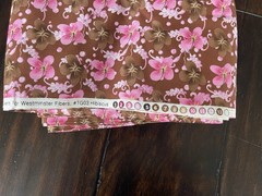 Tina Givens For Westminster Fibers #TG03 Hibiscus Pink And Brown Flowers 7 Yards