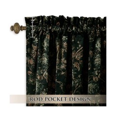 StangH Black Velvet Curtains 84 inches Long – Printed Floral De… USA FAST SHIP