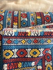 4.44 Yds Cotton Fabric – Boho Retro Stripe Colorful – Sewing Crafts Home Decor