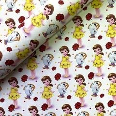 Beauty and the Beast “Belle and Chip” Disney Faux Leather Sheet 20x30cm