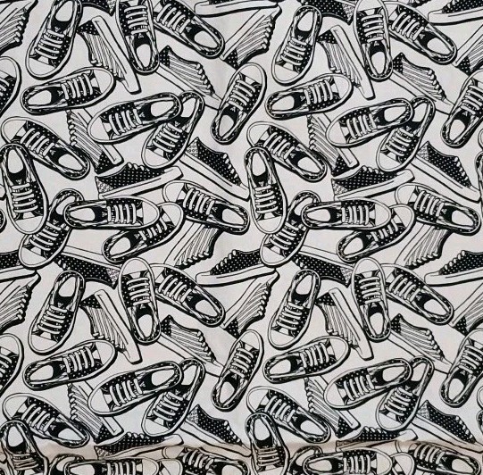 44″x86″ Sneaker Low Top Converse Sneaker Shoes 100% Cotton Fabric Black & White