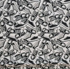 44″x86″ Sneaker Low Top Converse Sneaker Shoes 100% Cotton Fabric Black & White