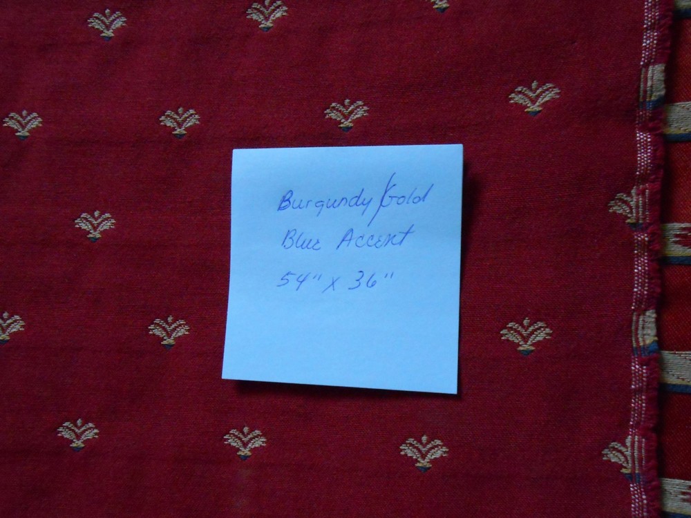 Wine/Burgundy Red w/Gold & Blue Accent upholstery fabric 54″ x 1 yard