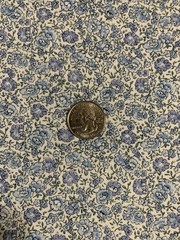 Vtg Floral Calico Fabric By Fabri-Quilt Blue Green White Cottagecore BTHY