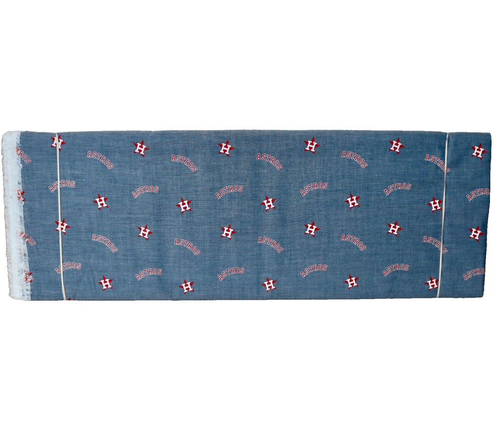 Houston Astros Chambray ~ Logo Pattern MLB Cotton Fabric 1/4 Yard 9” X 58”