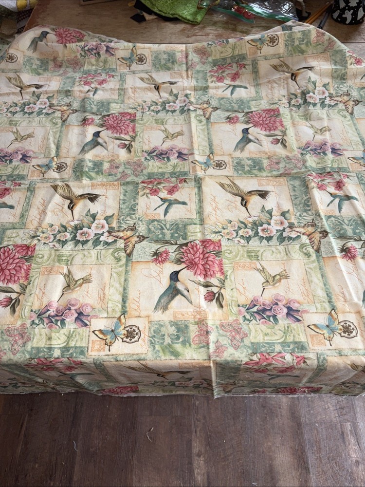 1 Yard Susan Winget Patch Scene Humming Birds Flowers 100% Cotton Sewing Fabric