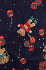 72″L x 44″W Cranston Schwartz Fabric Bears with Decorated Balloons on Dark Blue
