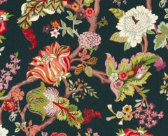 SANDERSON CURTAIN FABRIC “Fusang Tree” 2.1 METRES INK BLACK/MULTI 100% LINEN