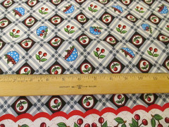 Cotton FAbric CHERRIES With Single Border 30″ long 40″ wide