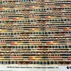 Tribal Red Brown Geometric Shapes Squiggle Swirl Bars Stripe Debi Hron 1.5 Yards