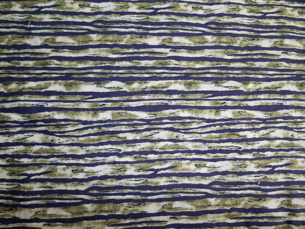 Vintage HI Fashion Cotton Fabric “KENTA” Moss Green, black, White 48″ x 44″