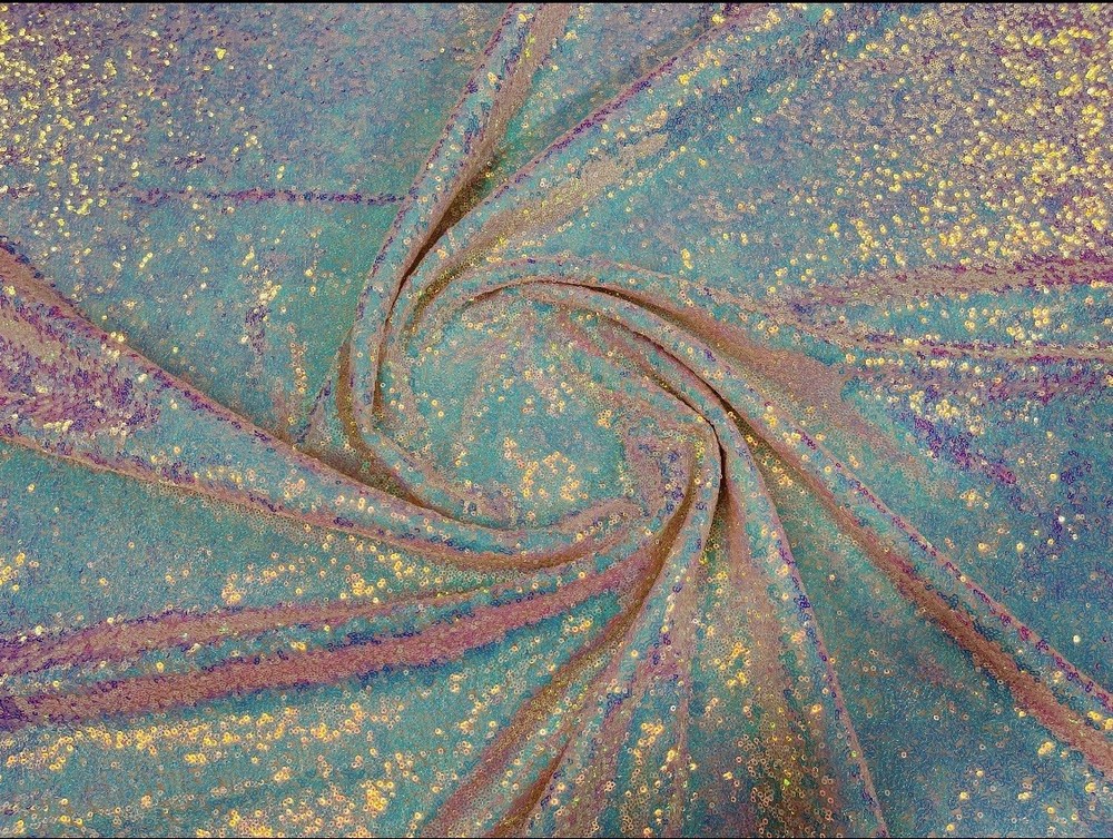 1 Yard Iridescent Pink All over Sequin Fabric