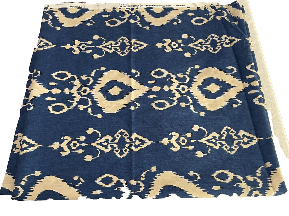 Mill Creek Fabrics Screen Print Cotton Fabric Blue And Off White 118″ x 56″