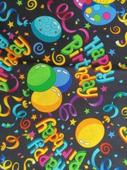 Happy Birthday Party Balloons Quilt Fabric BTY 45″ wide 100% Cotton NEW