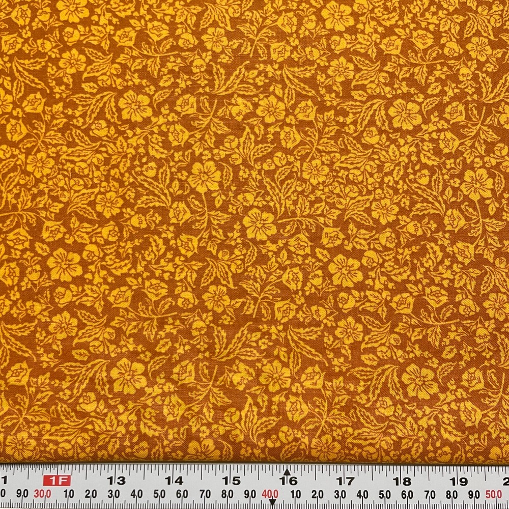 David Textiles Florals on Caramel Cotton Fabric Remnant 24″ x 44″
