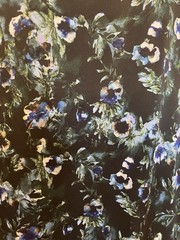 100% Floral Silk Charmeuse Deep Teal & Midnight Navy Blue 2Yards 23″ Long 54″ W