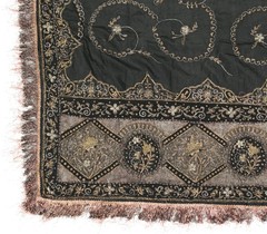 Sushila Vintage Black HEAVY Scrap Dupatta Pure Silk Handmade Zari Work LongStole