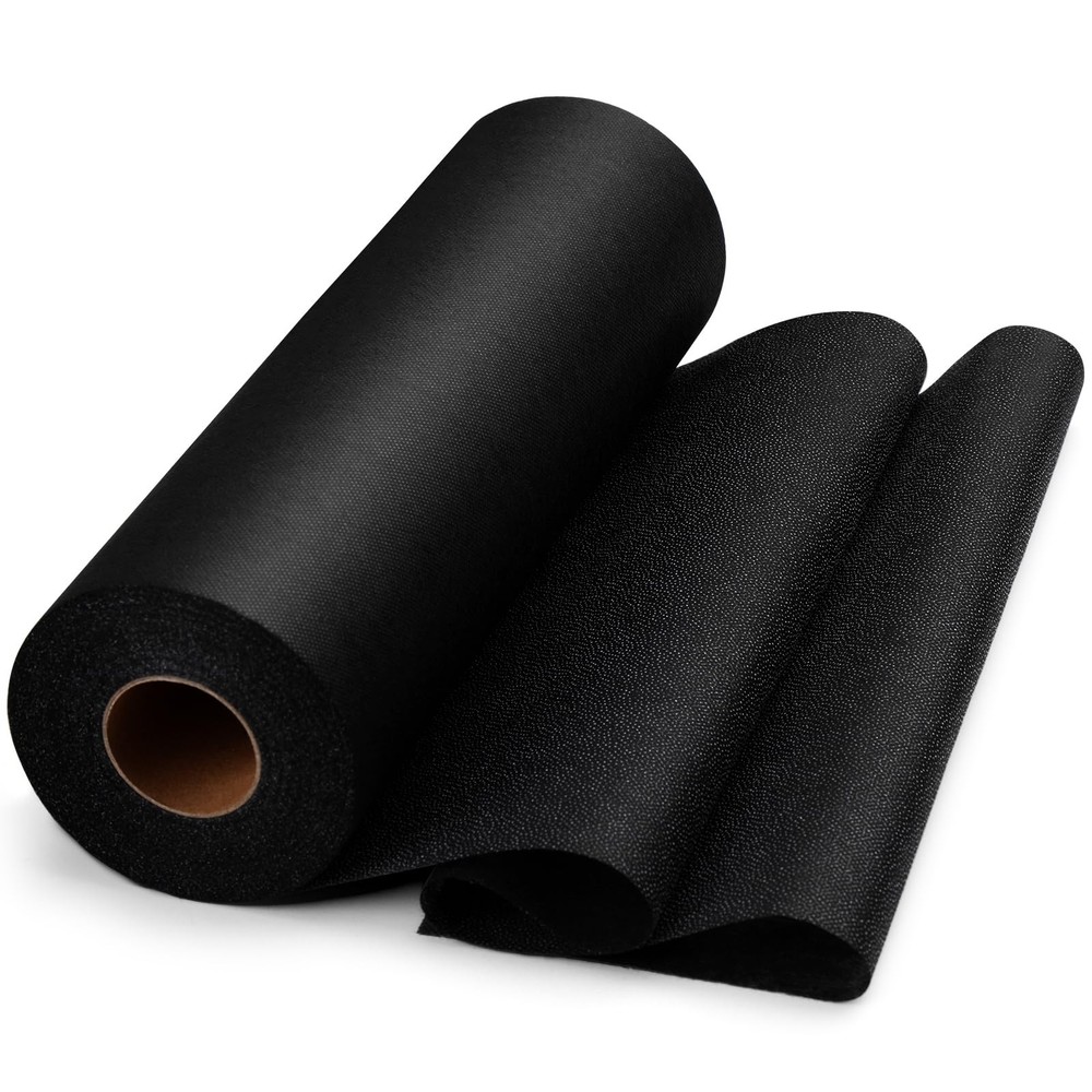 UzecPk Medium Weight Iron On Interfacing Fabric for Sewing: 12″ X 30yd, Black