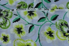 By 1/2 Yd, Vintage 1970, Green Floral on Lavender Lt-Weight Cotton/Klopman,P5086