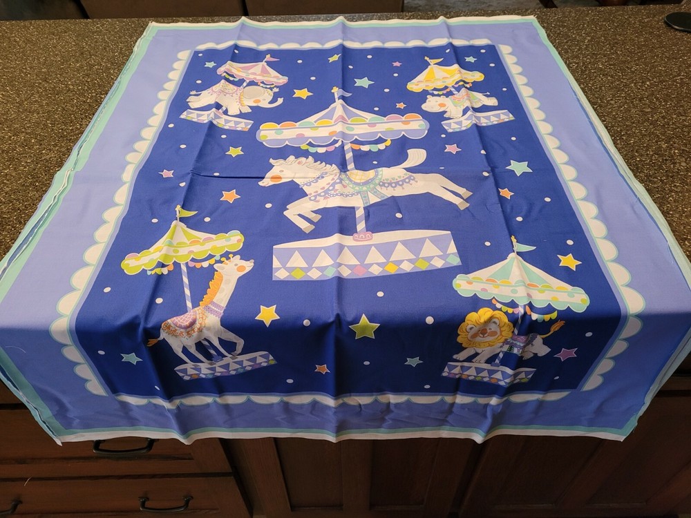 Circus Carousel Panel 35″ x 42″ Unbranded Crib Top Animals Blue
