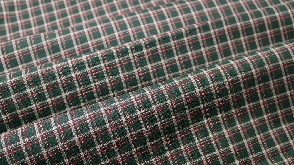 Vintage Primitive Green Burgundy Wine Red Homespun Quilt Craft Doll Plaid Fabric