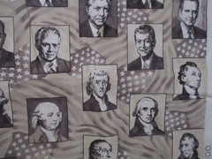 1-2/3 YDS PRESIDENTIAL PICTURES IN SEPIA GREY TONES 100% COTTON OOP 2004