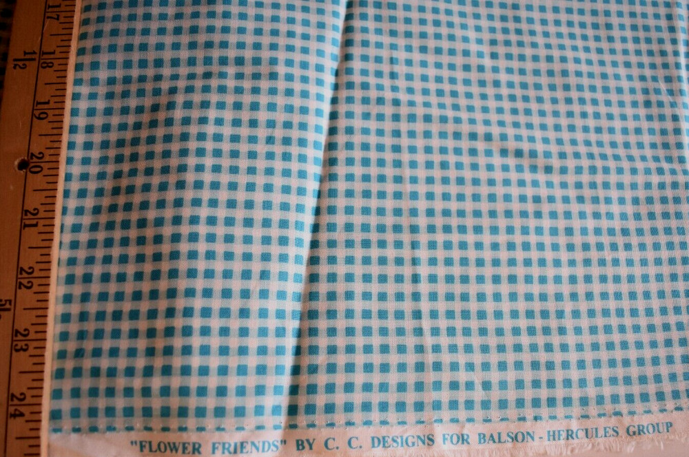 TURQUOISE & WHITE 3/16″ CHECKS COTTON BLEND FABRIC 29X43 INCHES