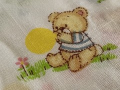 Vintage Bears with Balloons Cotton Fabric 44”W X 72” L