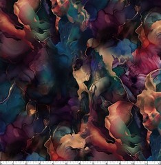 Hoffman – Midnight Flora – Marble Watercolor – Multi, Fabric by the Yard