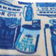 Motor Oil Gas Can Texaco Star Single Piece Fleece Fabric 64″ x 18″ Vintage Blue