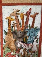Quilt Fabric Panel Wild Things Zebra Giraffe Fox Elephant Jungle Animal Noah Ark