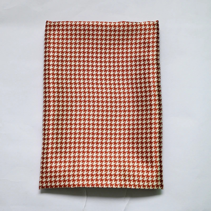 58” Wide By Yard Houndstooth Geometric Print Satin Charmeuse Fabric Soft Lining