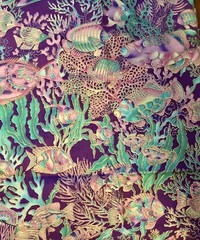 VTG Paradise Reef Purple Turquoise Silver Metallic Accent by Hoffman Remnant