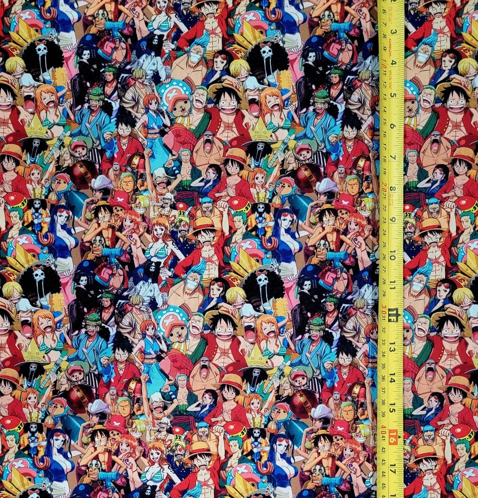 ONE PIECE ANIME COLLAGE V1 1 YARD FABRIC ( 36″ X 58″ ) BRAND NEW