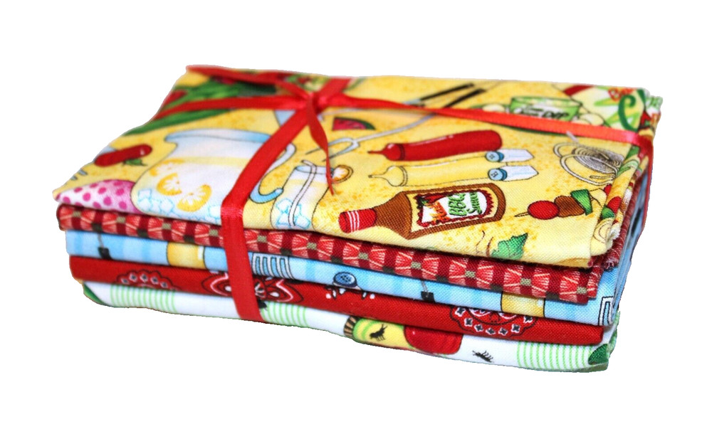 Design By the Piece Bundle of Five Fat Quarter BBQ Cookout Picnic Summer Fabrics