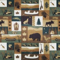 Yellowstone Fishing Brown Fleece Fabric – 60″ Wide – Sold by The Yard & Bolt