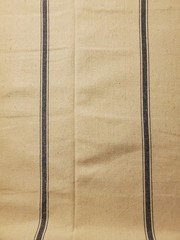 Grain Sack Ticking Drapery Upholstery Fabric, Cream/Navy, 1-7/8 yd Remnant